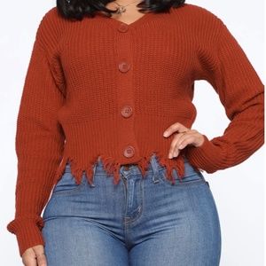 Distressed Cropped Cardigan